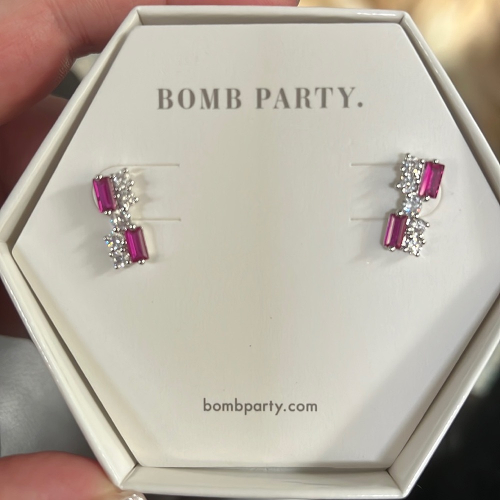 Lab created ruby earrings